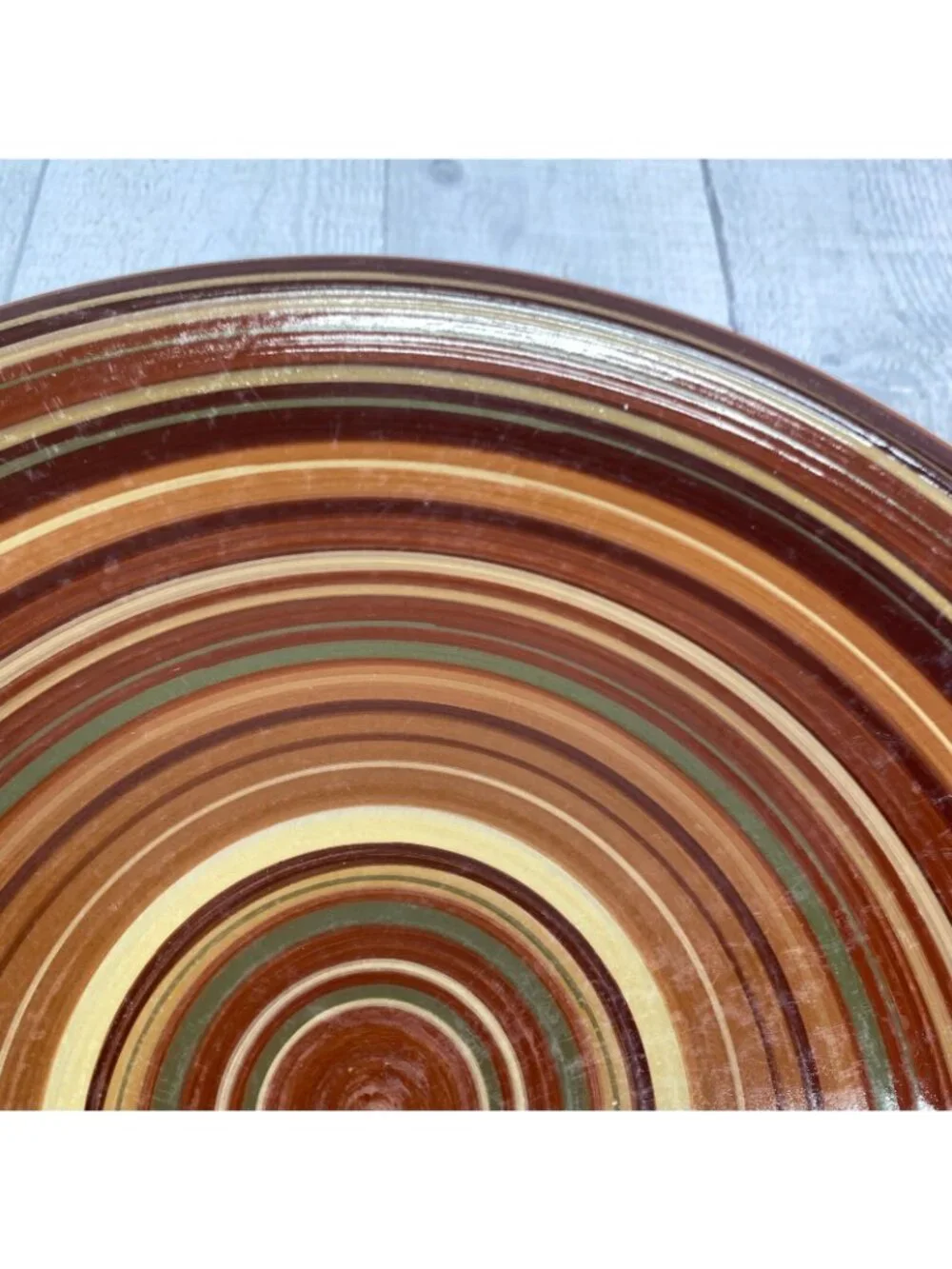 Raymond Waites Certified Intl RONDO Brown Rust Yellow Rings Dinner Plate Set 4